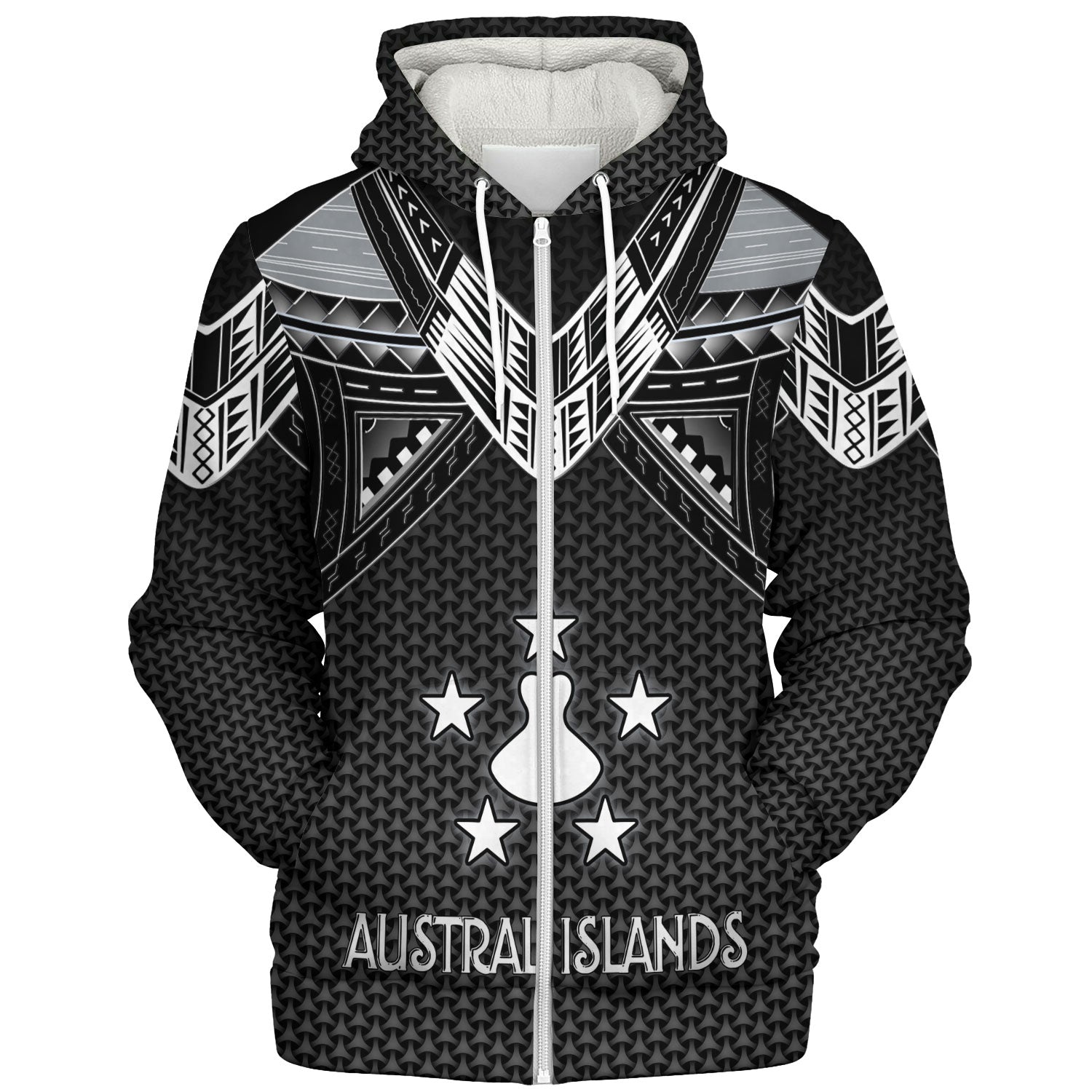 Austral Islands Custom Personalised Sherpa Hoodie Polynesian Tribal Tattoo