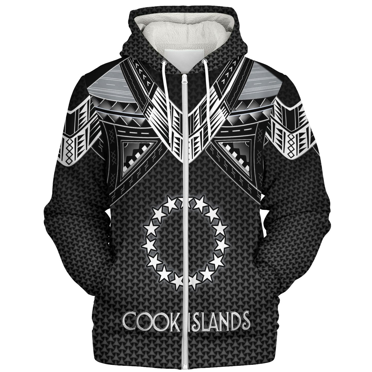 Cook Islands Custom Personalised Sherpa Hoodie Polynesian Tribal Tattoo