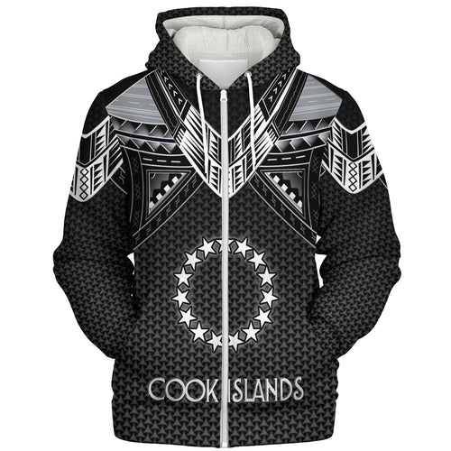 Cook Islands Custom Personalised Sherpa Hoodie Polynesian Tribal Tattoo