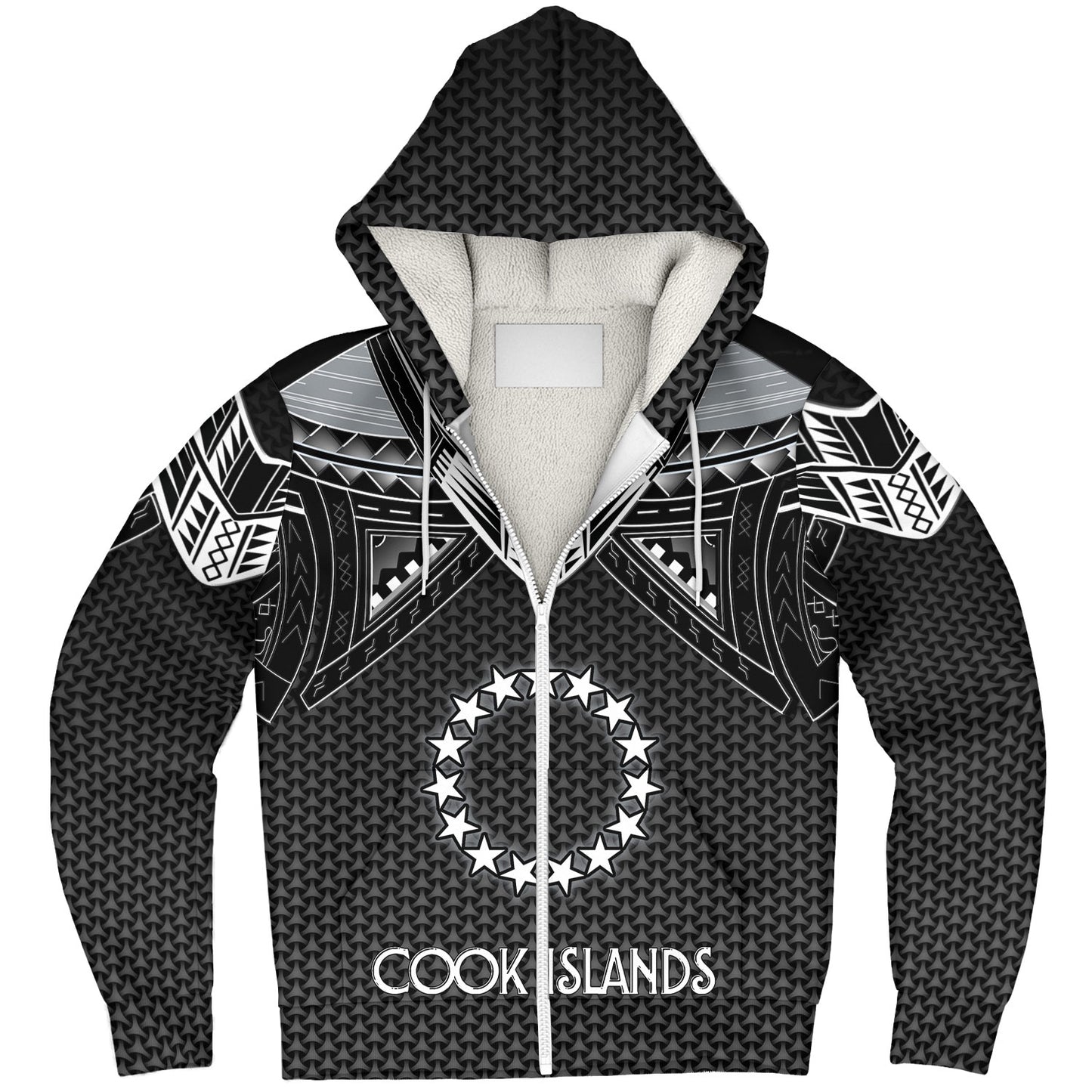 Cook Islands Custom Personalised Sherpa Hoodie Polynesian Tribal Tattoo