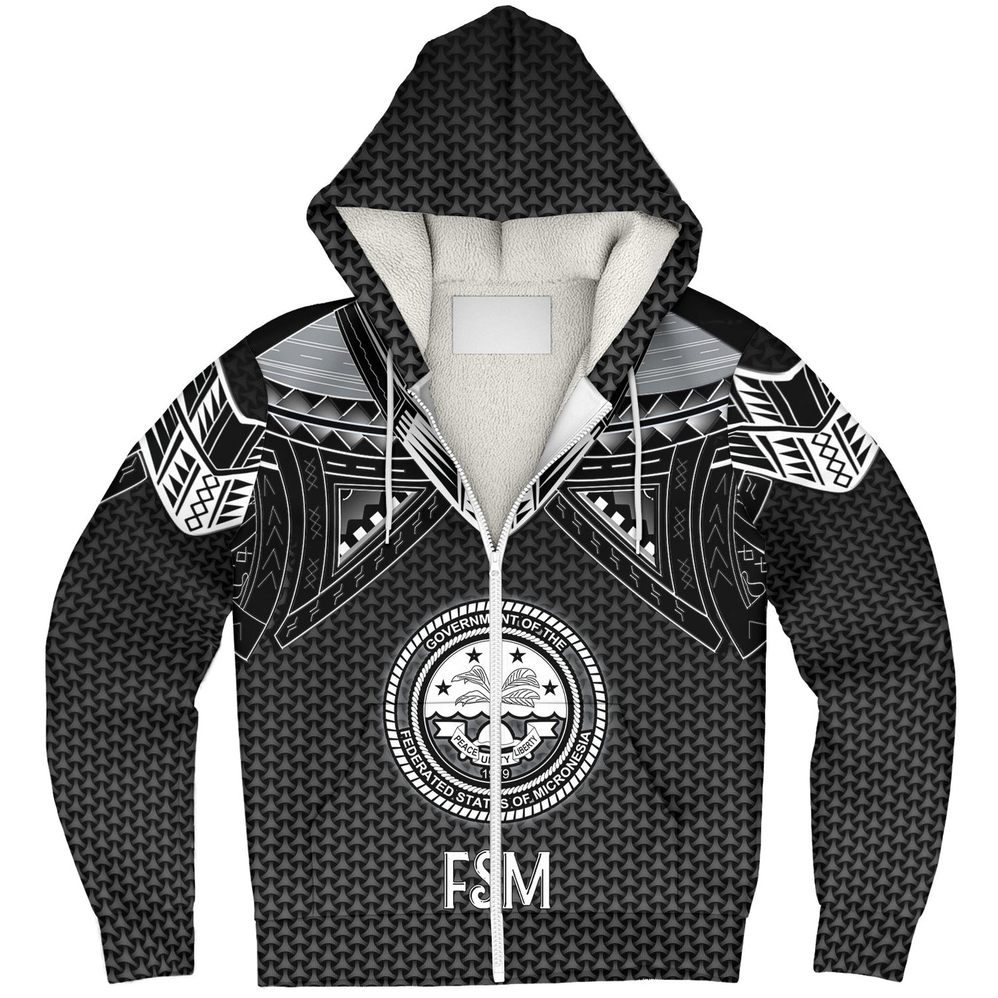 Federated States Of Micronesia Custom Personalised Sherpa Hoodie Polynesian Tribal Tattoo