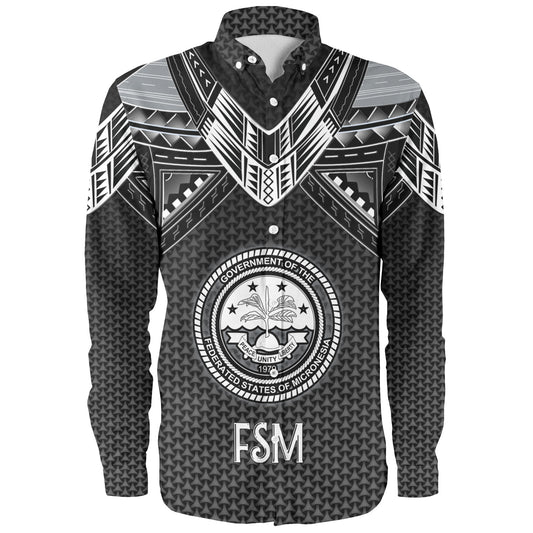 Federated States Of Micronesia Custom Personalised Long Sleeve Shirt Polynesian Tribal Tattoo