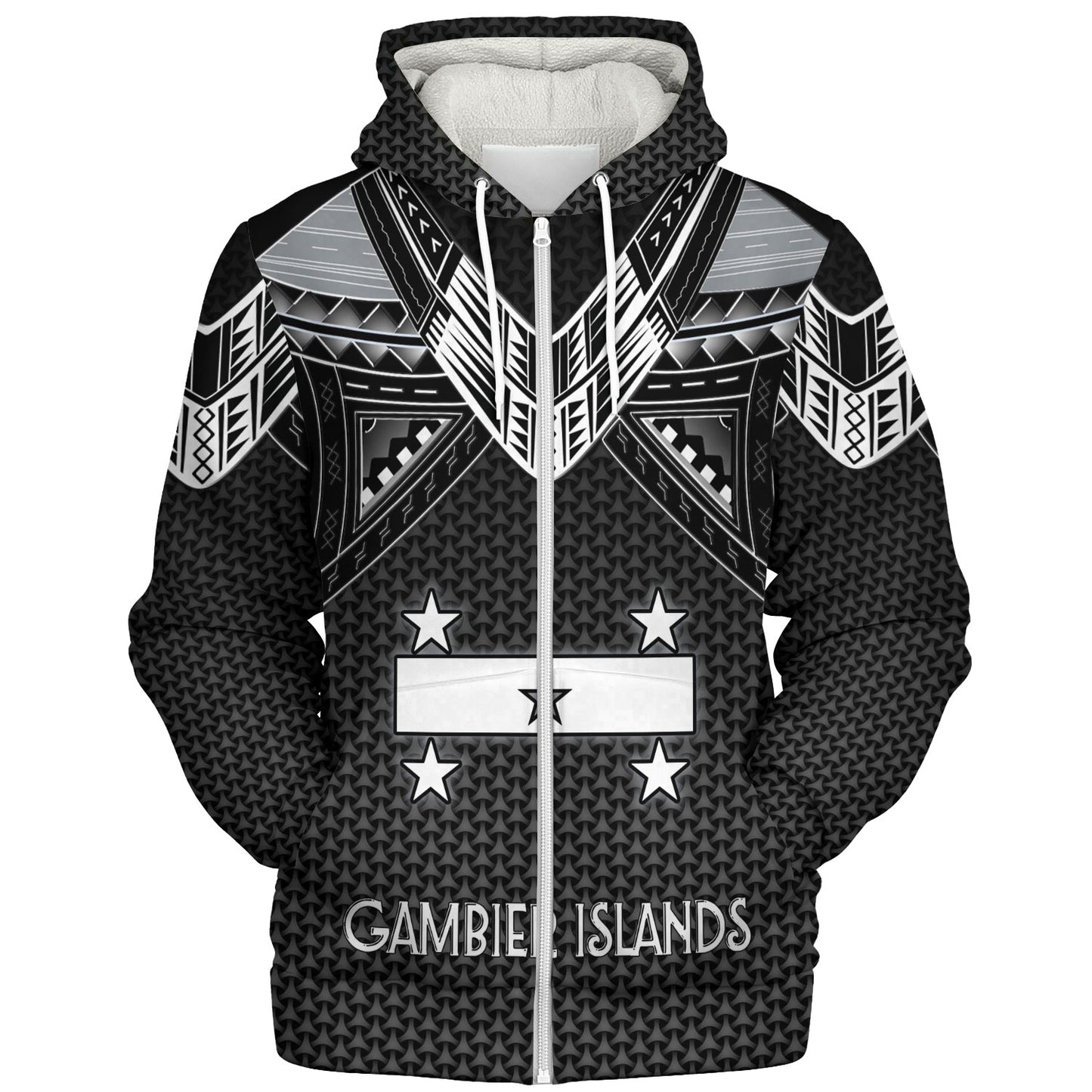 Gambier Islands Custom Personalised Sherpa Hoodie Polynesian Tribal Tattoo