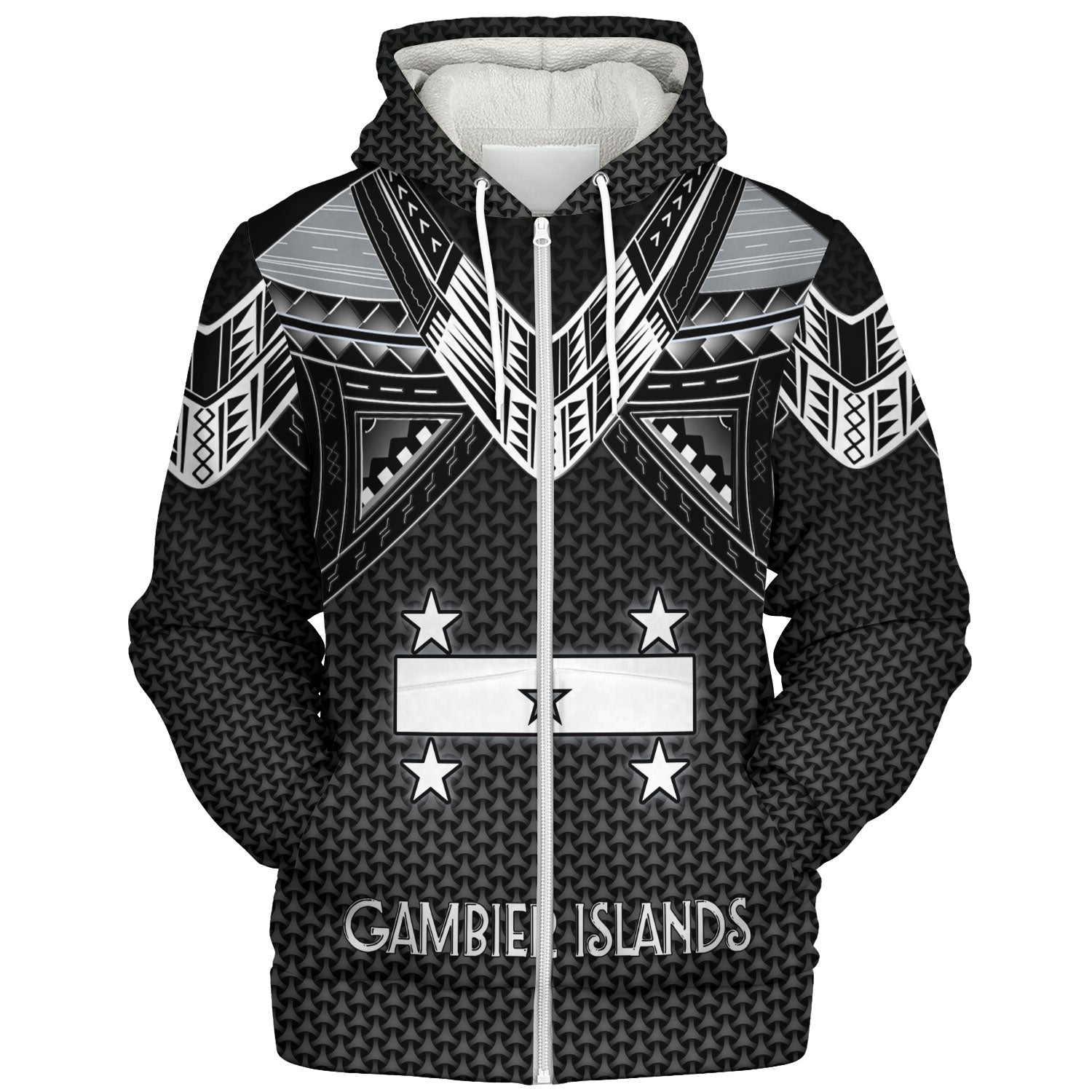 Gambier Islands Custom Personalised Sherpa Hoodie Polynesian Tribal Tattoo