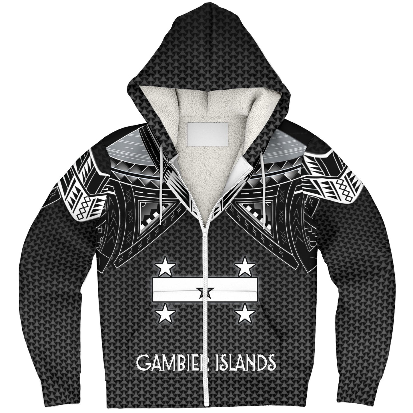 Gambier Islands Custom Personalised Sherpa Hoodie Polynesian Tribal Tattoo