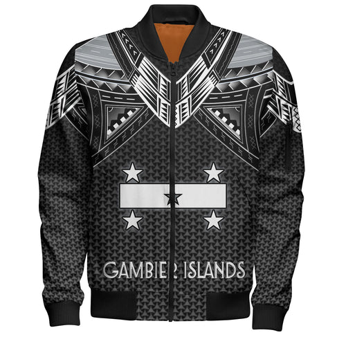 Gambier Islands Custom Personalised Bomber Jacket Polynesian Tribal Tattoo