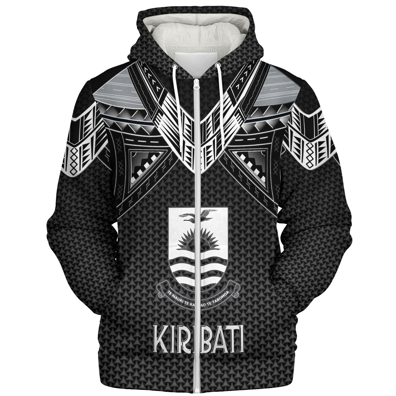 Kiribati Custom Personalised Sherpa Hoodie Polynesian Tribal Tattoo