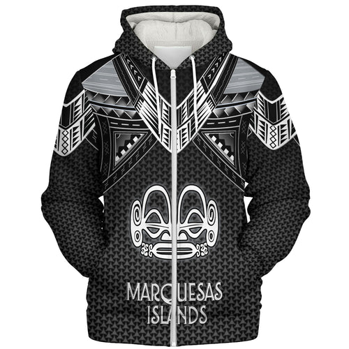 Marquesas Islands Custom Personalised Sherpa Hoodie Polynesian Tribal Tattoo