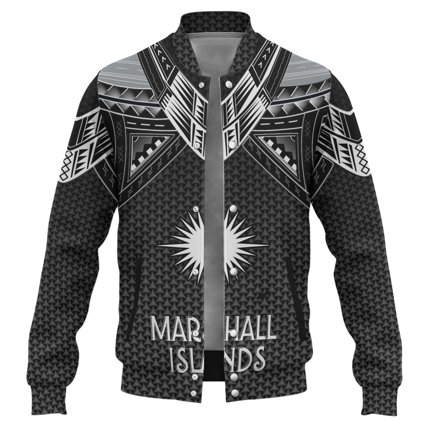 Marshall Islands Custom Personalised Baseball Jacket Polynesian Tribal Tattoo