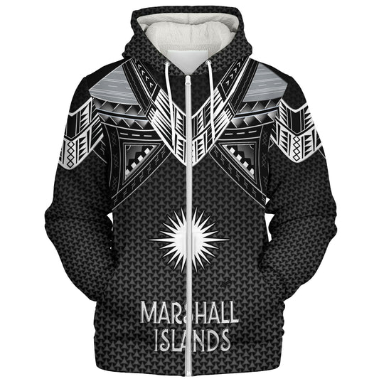 Marshall Islands Custom Personalised Sherpa Hoodie Polynesian Tribal Tattoo