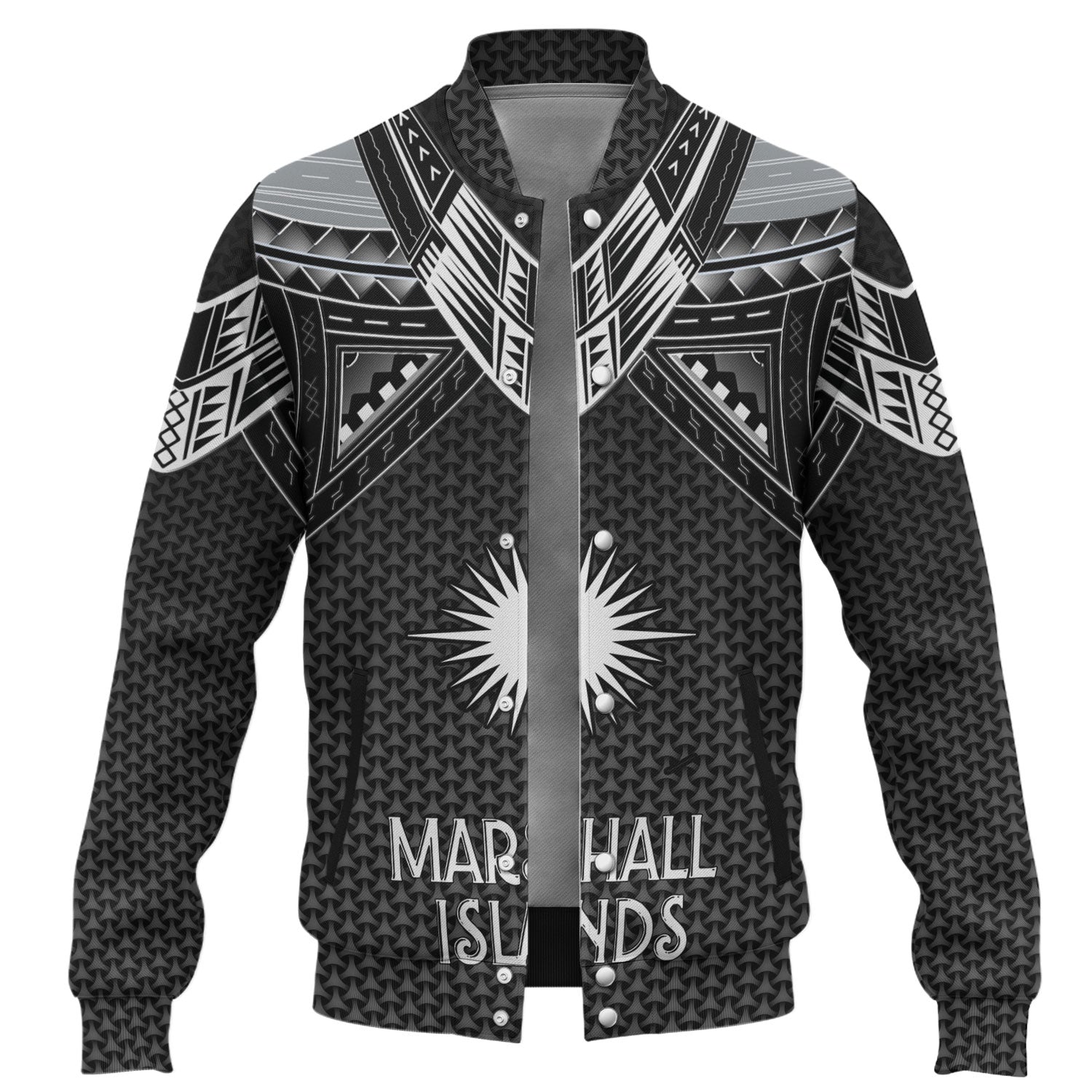 Marshall Islands Custom Personalised Baseball Jacket Polynesian Tribal Tattoo