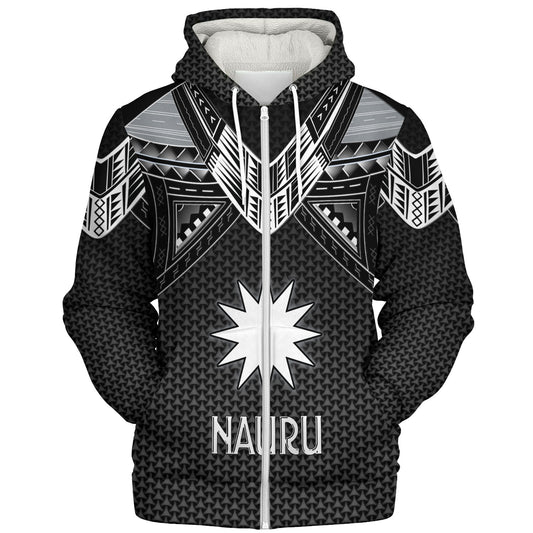 Nauru Custom Personalised Sherpa Hoodie Polynesian Tribal Tattoo