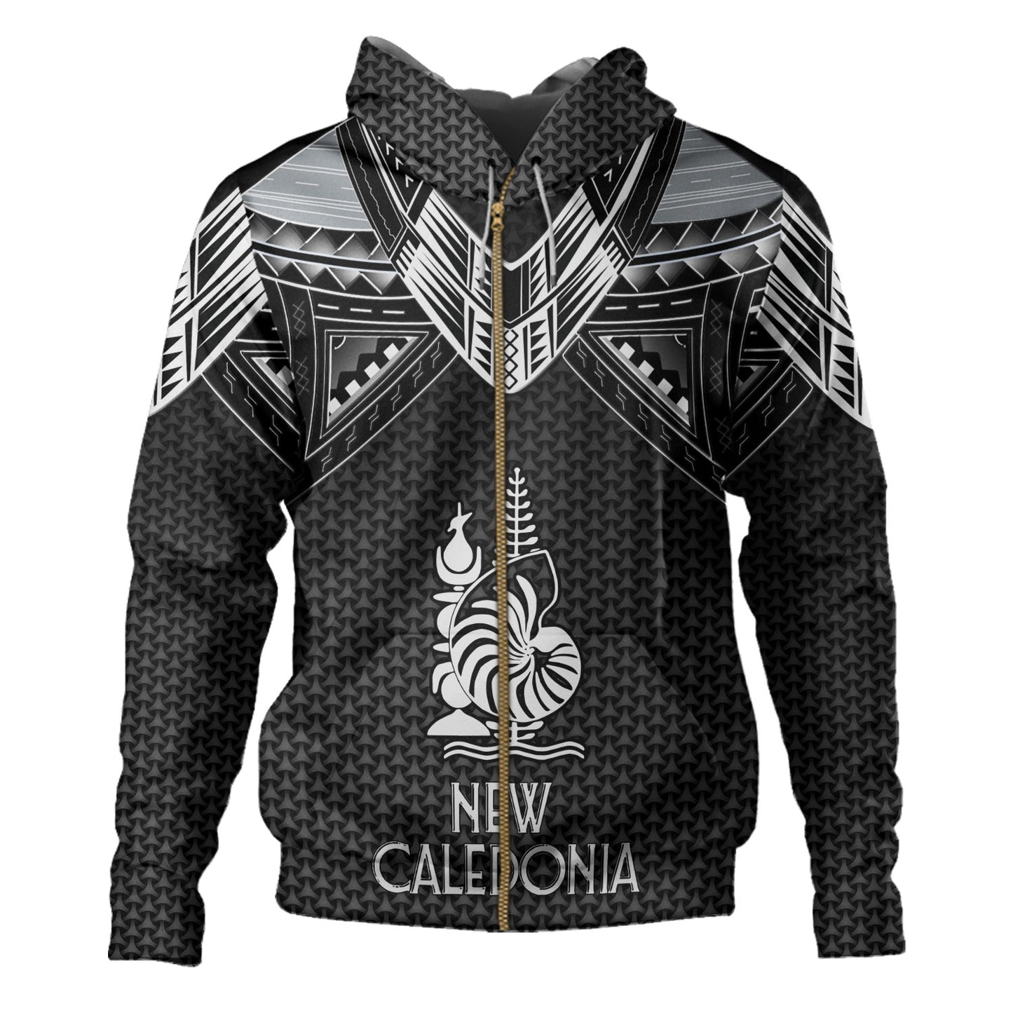 New Caledonia Custom Personalised Hoodie Polynesian Tribal Tattoo