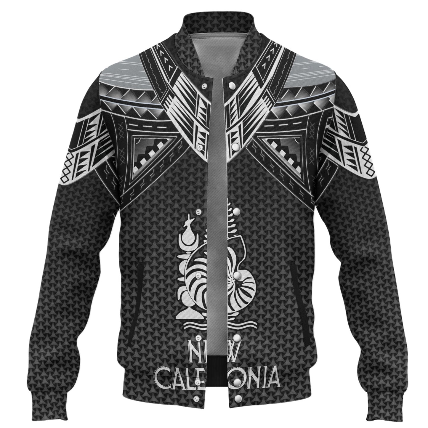 New Caledonia Custom Personalised Baseball Jacket Polynesian Tribal Tattoo