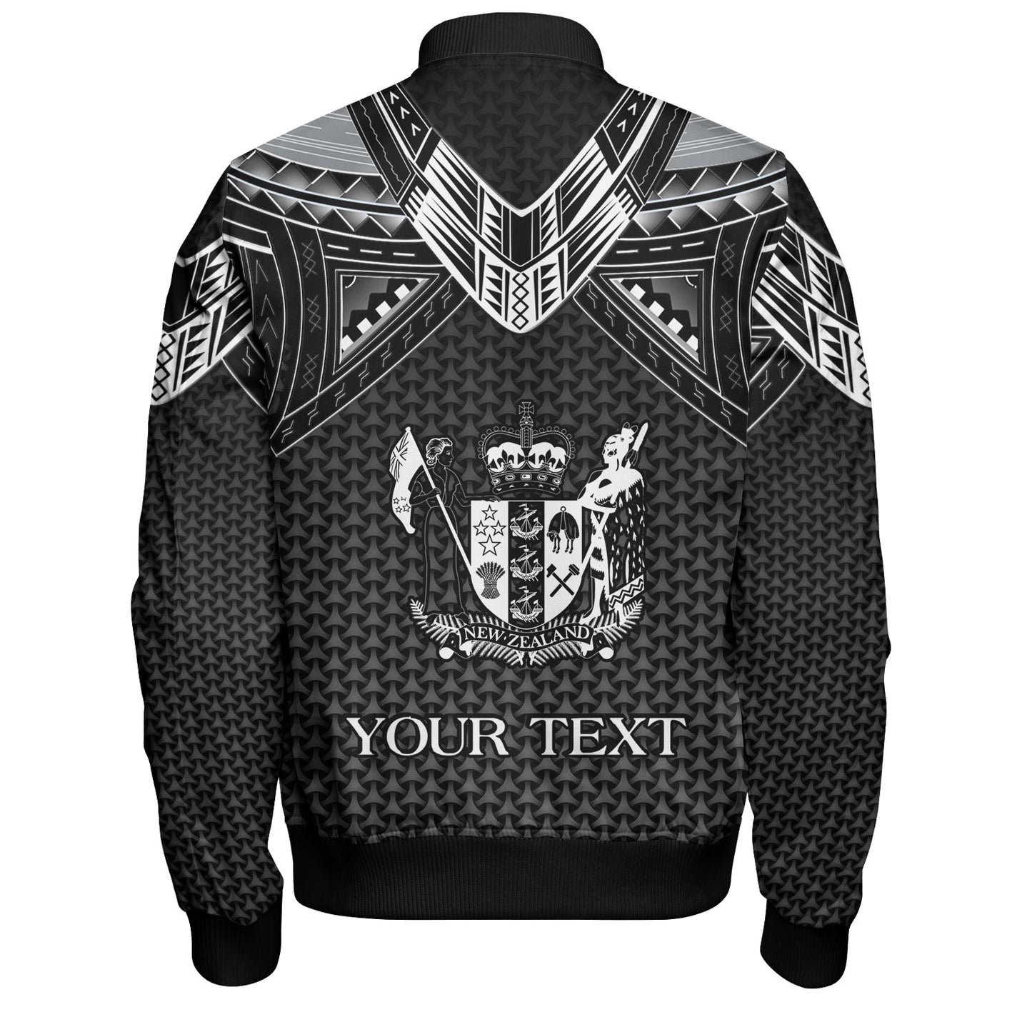 New Zealand Custom Personalised Bomber Jacket Polynesian Tribal Tattoo