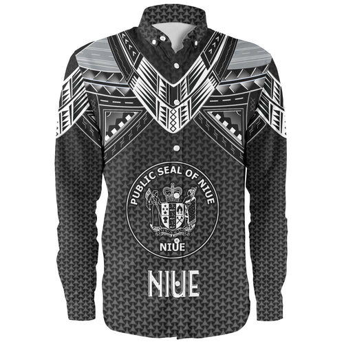 Niue Custom Personalised Long Sleeve Shirt Polynesian Tribal Tattoo