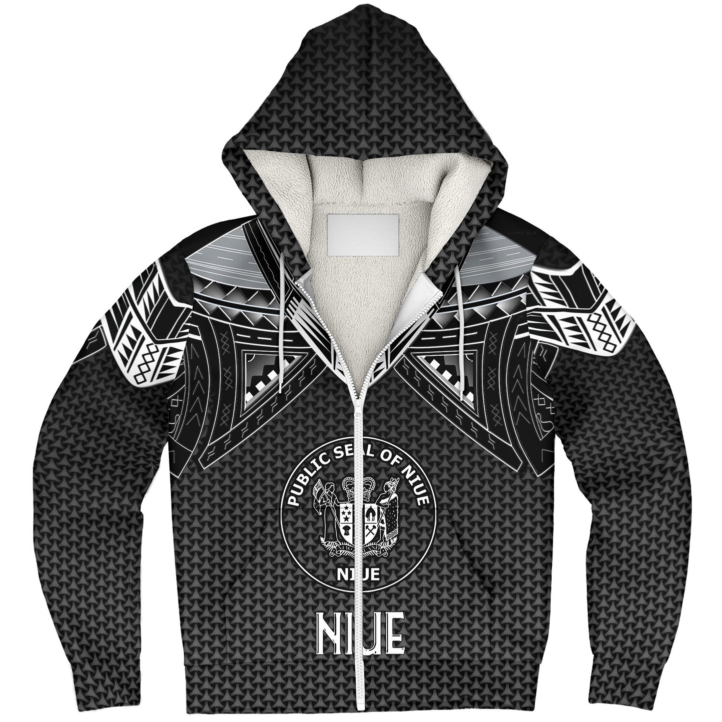 Niue Custom Personalised Sherpa Hoodie Polynesian Tribal Tattoo