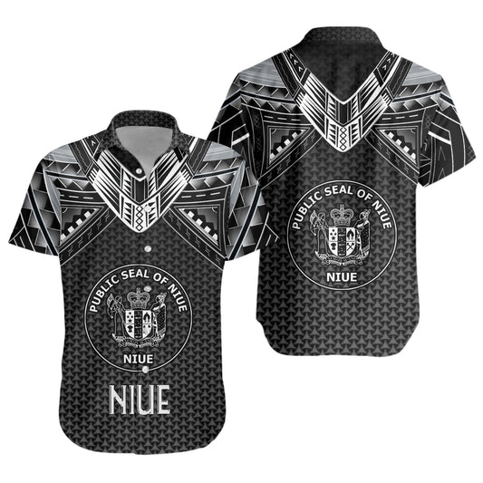 Niue Custom Personalised Short Sleeve Shirt Polynesian Tribal Tattoo