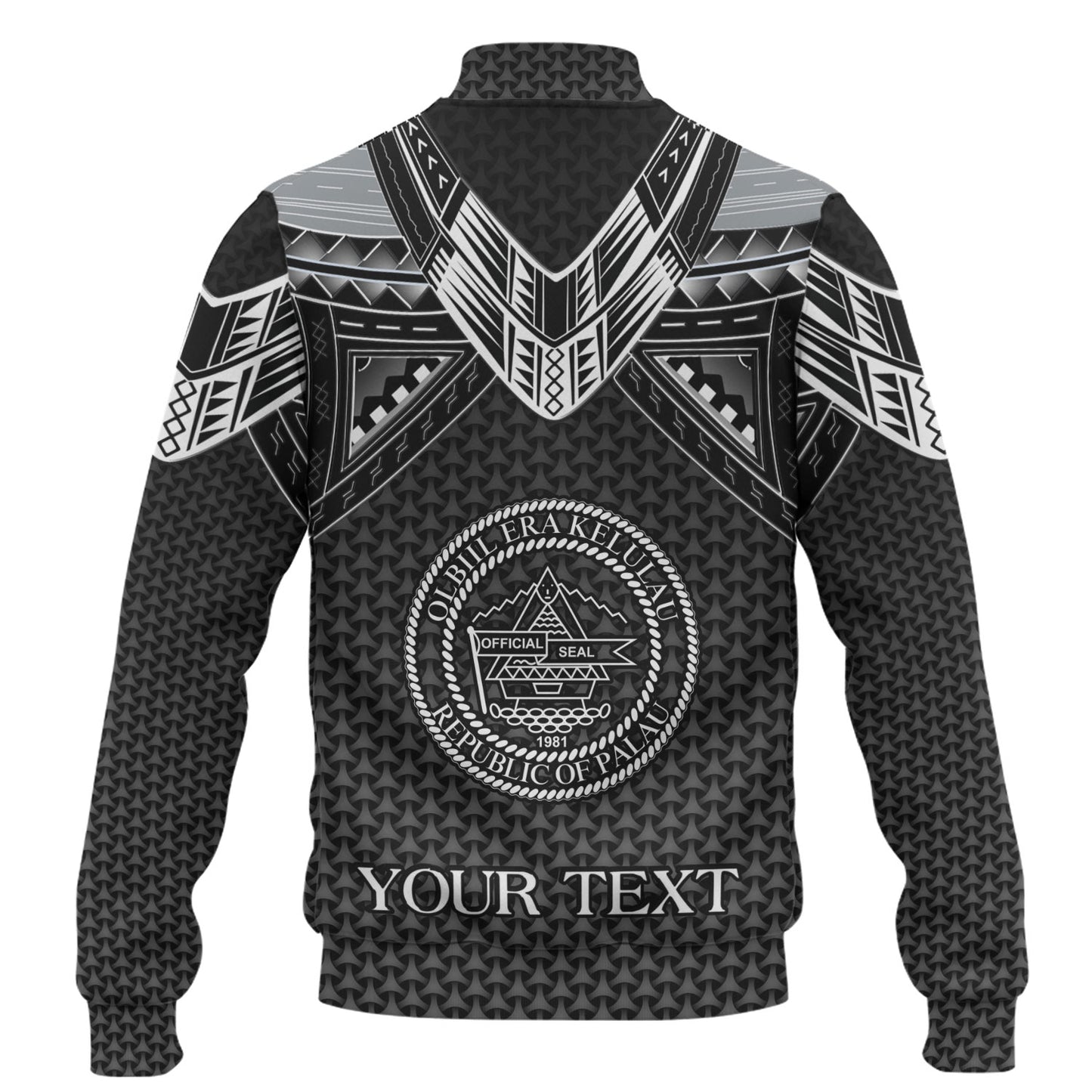 Palau Custom Personalised Baseball Jacket Polynesian Tribal Tattoo