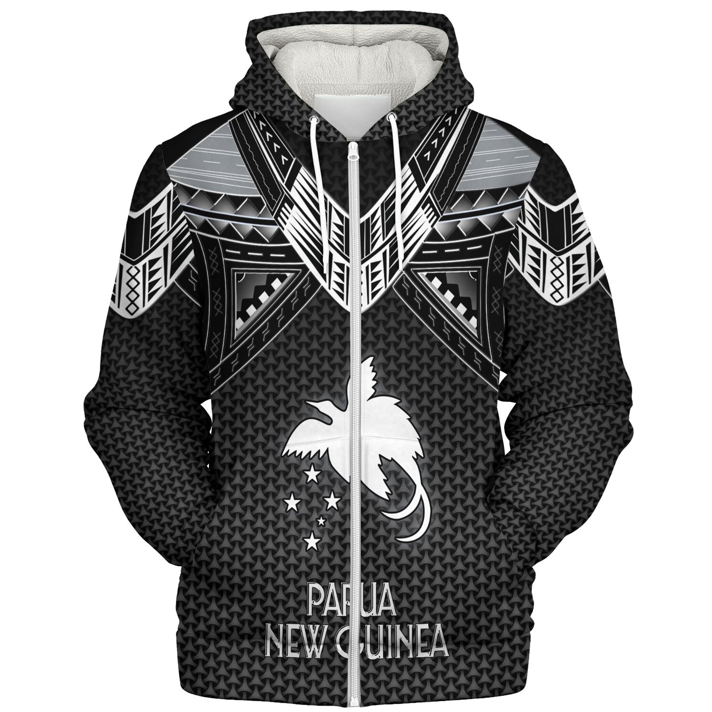 Papua New Guinea Custom Personalised Sherpa Hoodie Polynesian Tribal Tattoo