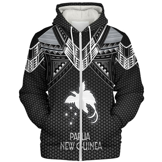 Papua New Guinea Custom Personalised Sherpa Hoodie Polynesian Tribal Tattoo