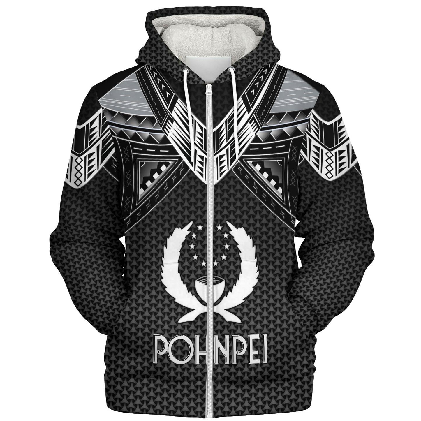 Pohnpei State Custom Personalised Sherpa Hoodie Polynesian Tribal Tattoo