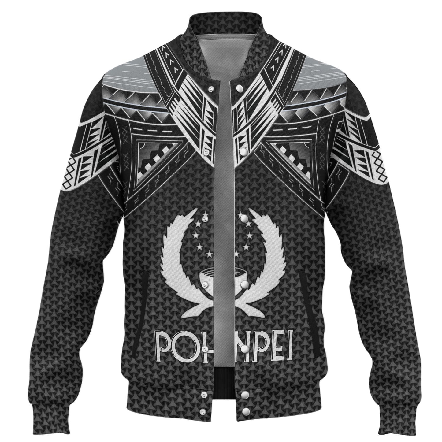 Pohnpei State Custom Personalised Baseball Jacket Polynesian Tribal Tattoo