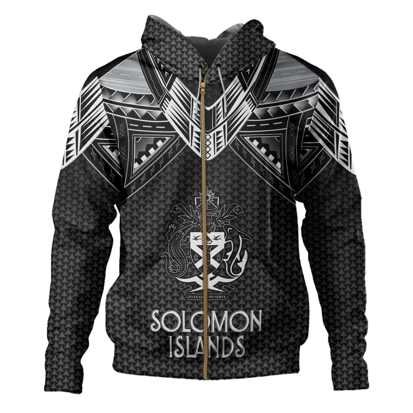 Solomon Islands Custom Personalised Hoodie Polynesian Tribal Tattoo
