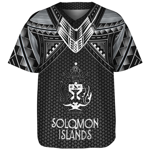 Solomon Islands Custom Personalised Baseball Shirt Polynesian Tribal Tattoo