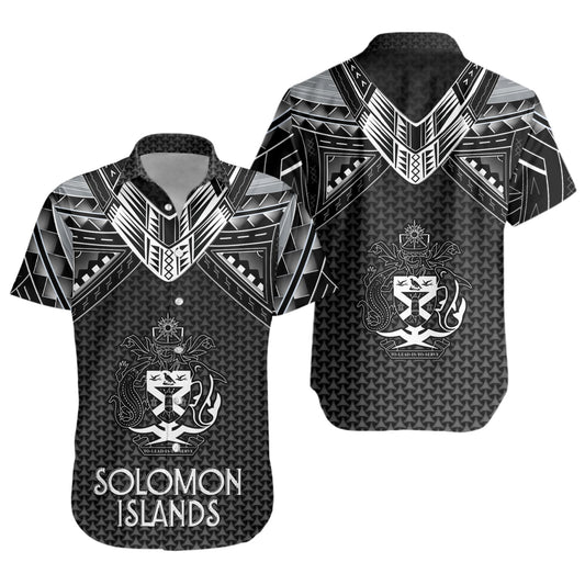 Solomon Islands Custom Personalised Short Sleeve Shirt Polynesian Tribal Tattoo