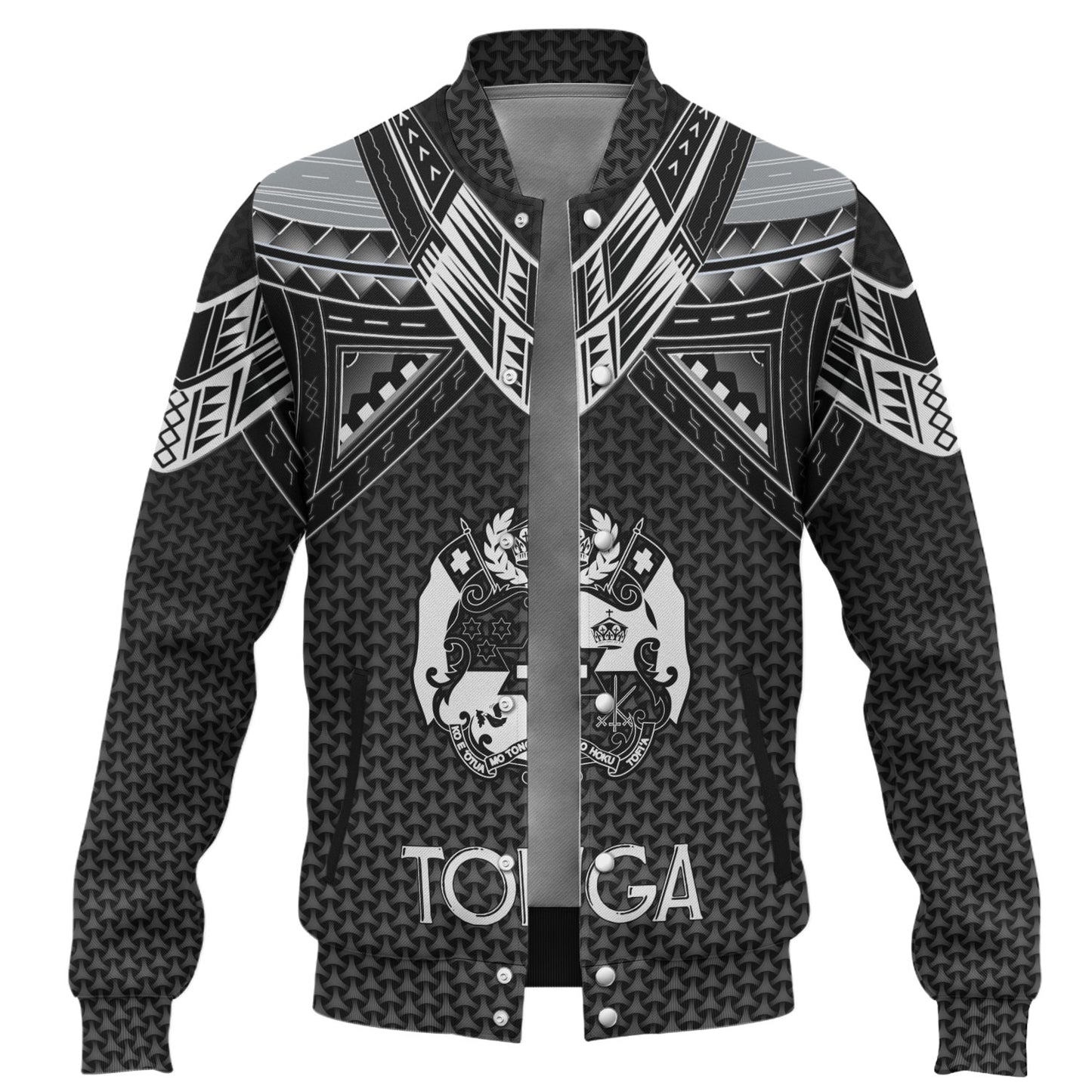 Tonga Custom Personalised Baseball Jacket Polynesian Tribal Tattoo