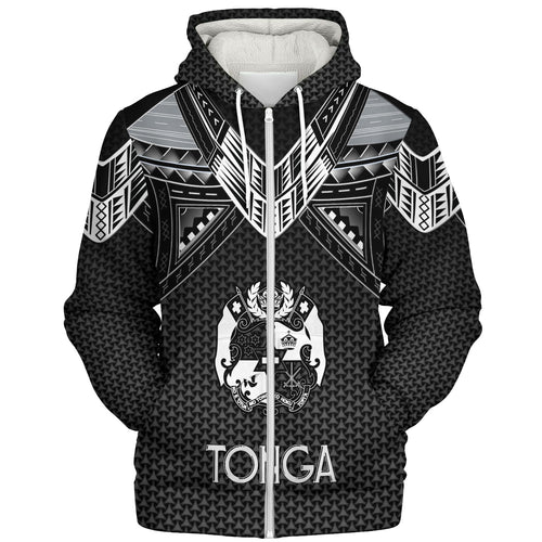 Tonga Custom Personalised Sherpa Hoodie Polynesian Tribal Tattoo