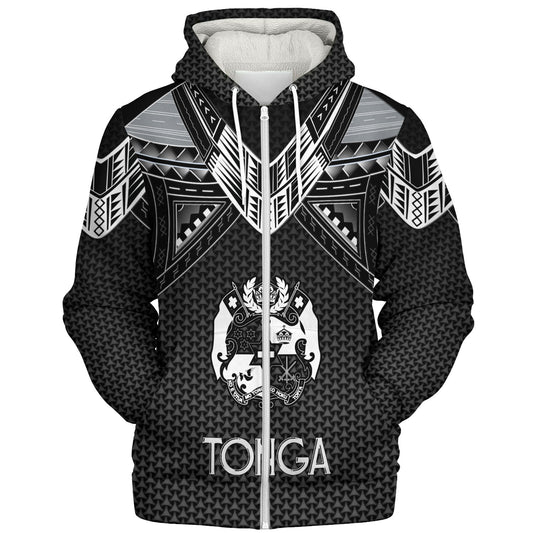 Tonga Custom Personalised Sherpa Hoodie Polynesian Tribal Tattoo
