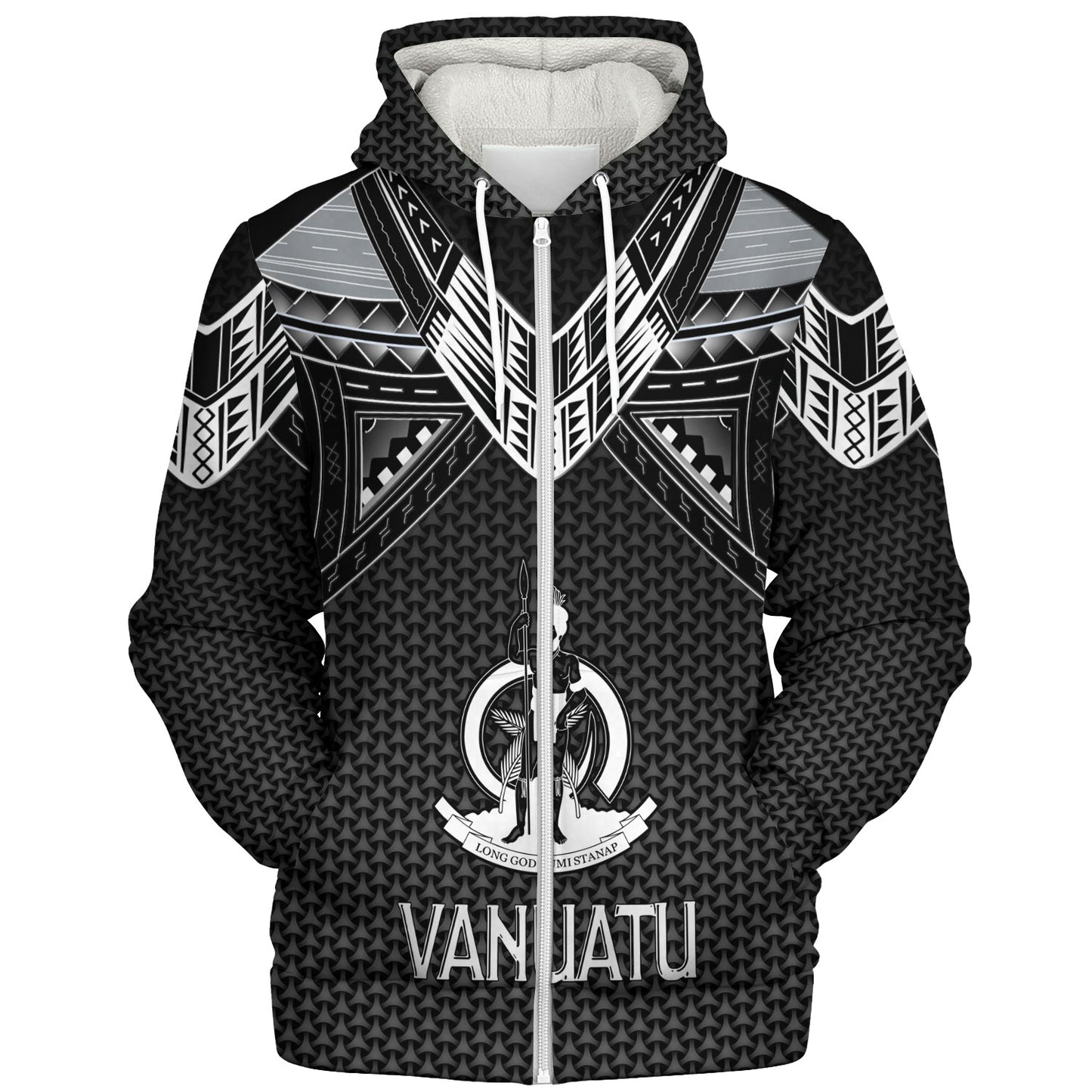 Vanuatu Custom Personalised Sherpa Hoodie Polynesian Tribal Tattoo