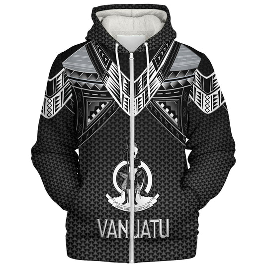 Vanuatu Custom Personalised Sherpa Hoodie Polynesian Tribal Tattoo