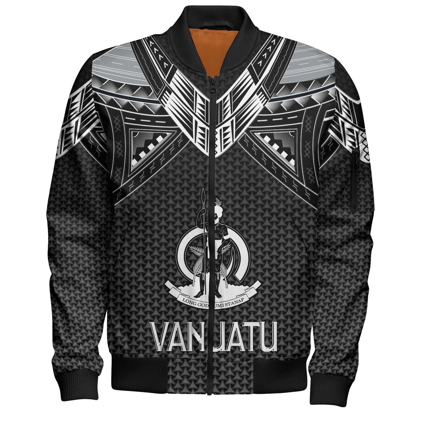 Vanuatu Custom Personalised Bomber Jacket Polynesian Tribal Tattoo