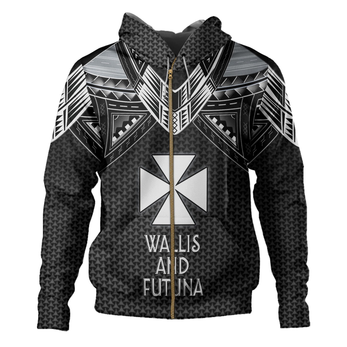 Wallis And Futuna Personalised Hoodie Polynesian Tribal Tattoo