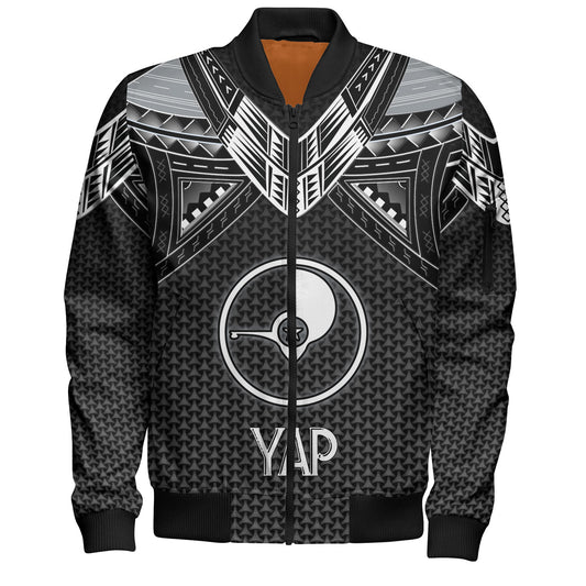 Yap State Custom Personalised Bomber Jacket Polynesian Tribal Tattoo
