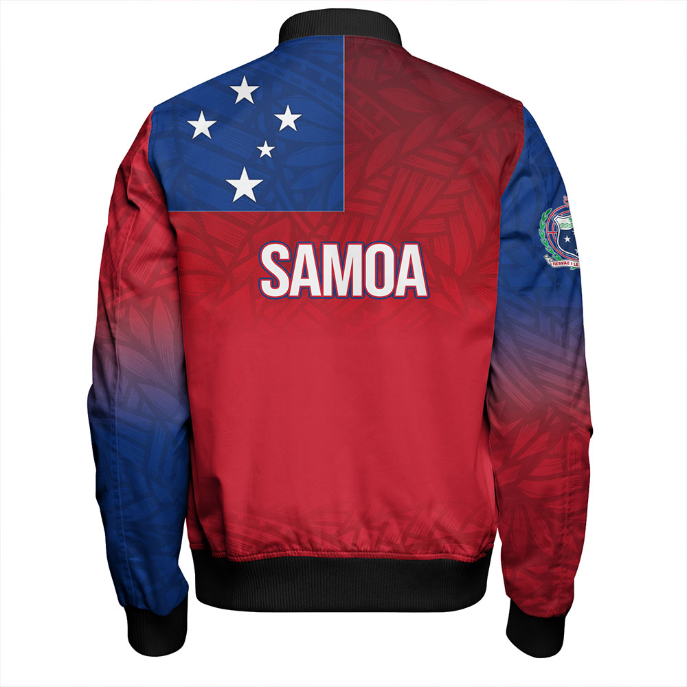 Samoa Bomber Jacket - Samoa Flag Color With Traditional Patterns