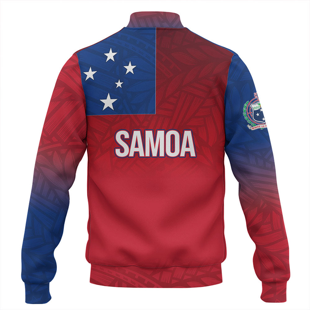 Samoa Baseball Jacket - Samoa Flag Color With Traditional Patterns