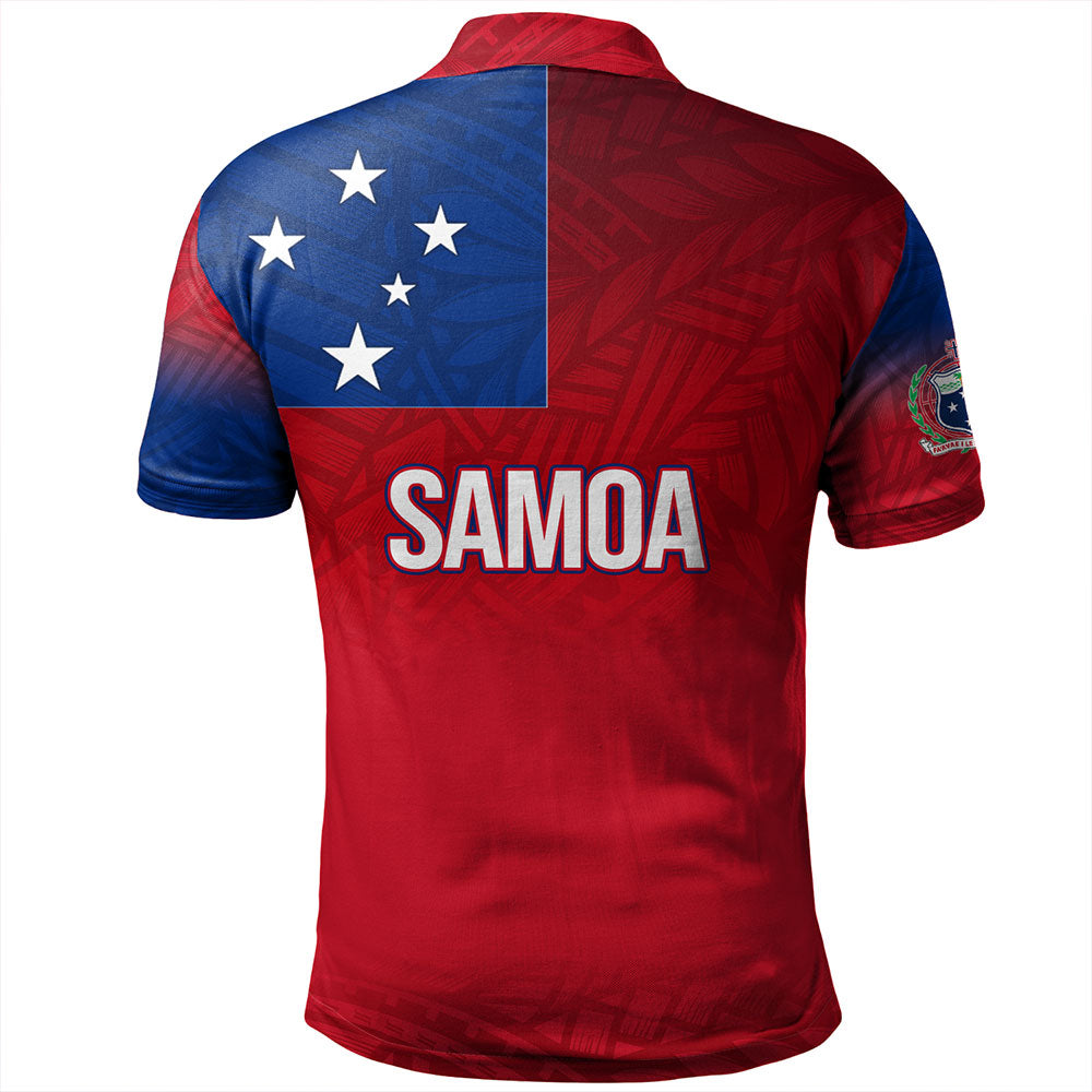 Samoa Polo Shirt - Samoa Flag Color With Traditional Patterns