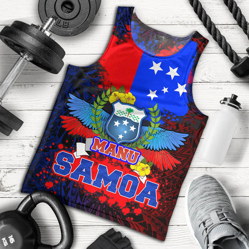 Samoa Custom Personalised Tank Top Manu Wings Color Flag Style