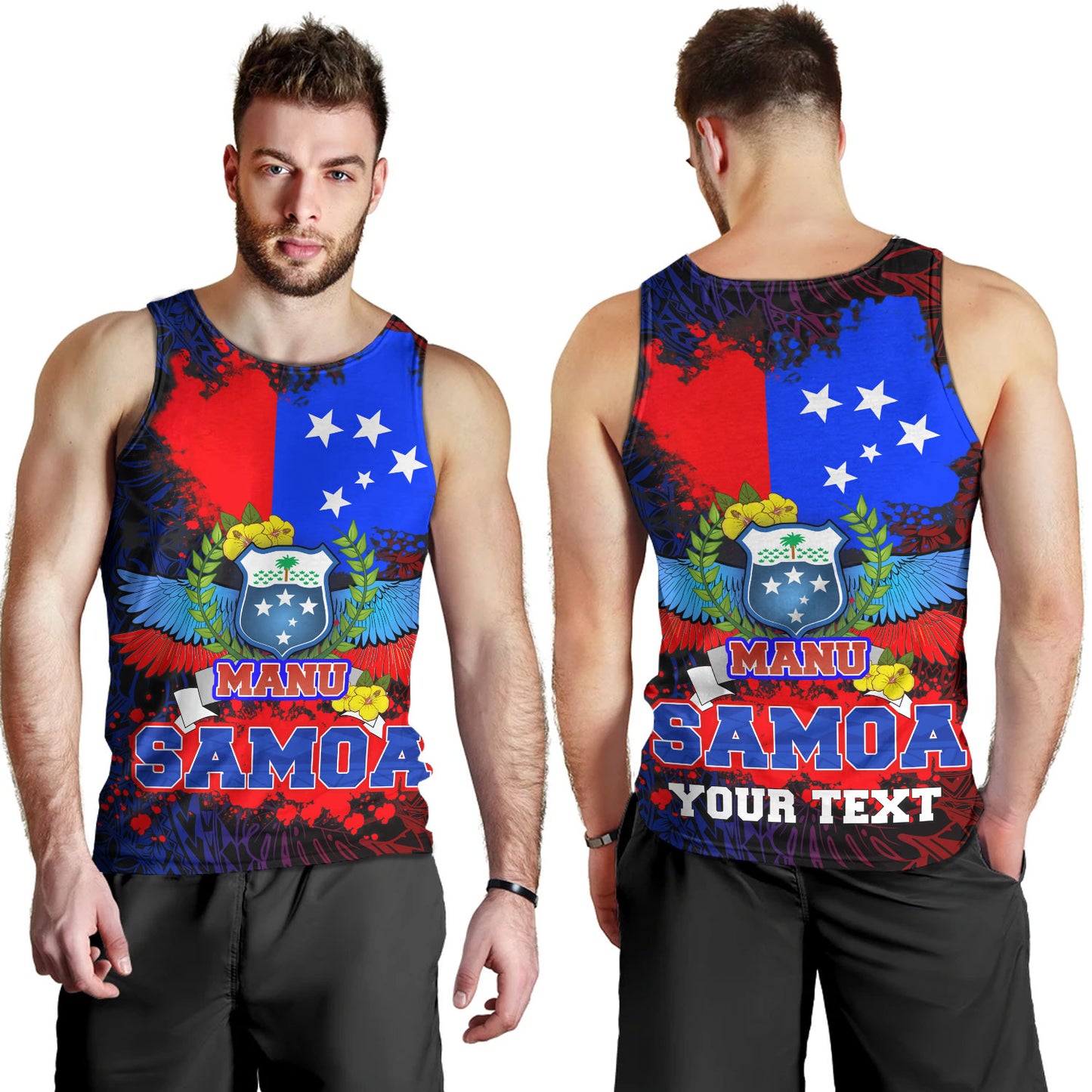Samoa Custom Personalised Tank Top Manu Wings Color Flag Style