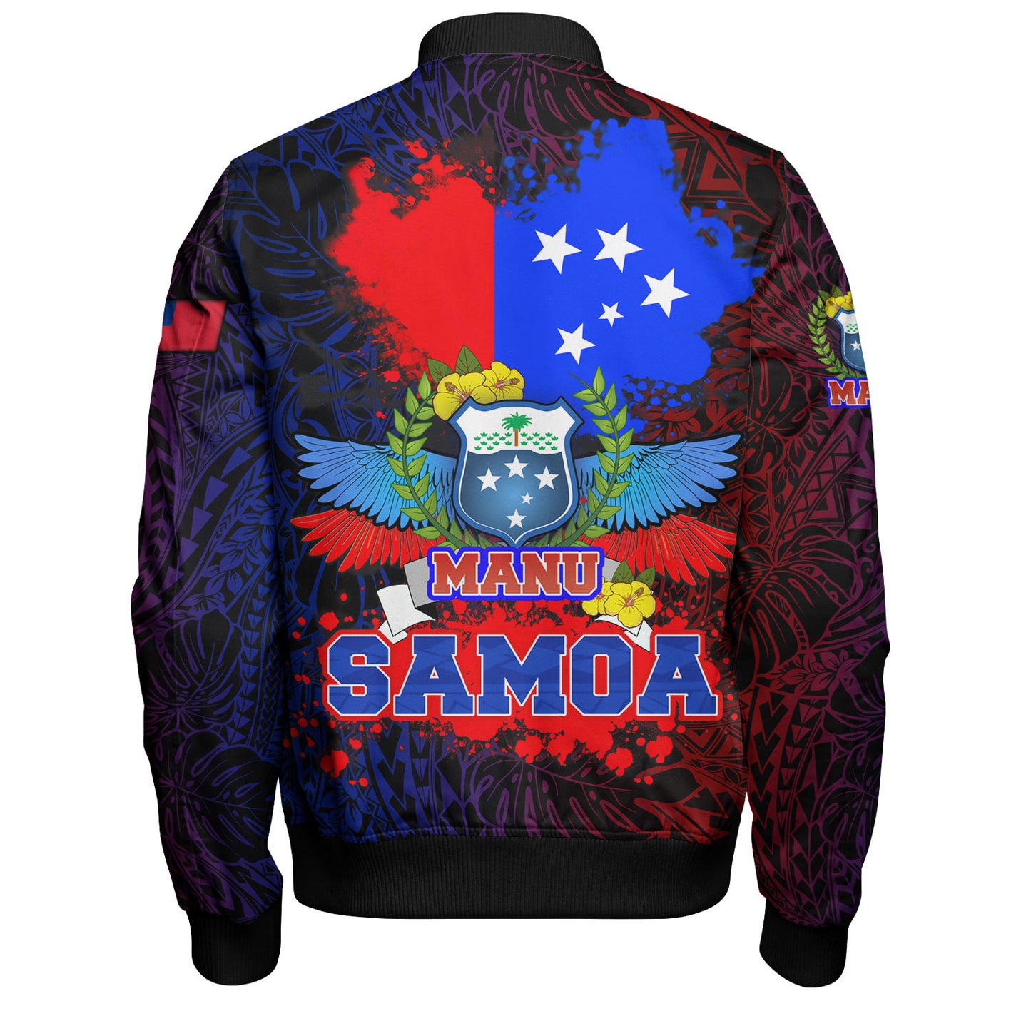 Samoa Bomber Jacket Manu Wings Color Flag Style