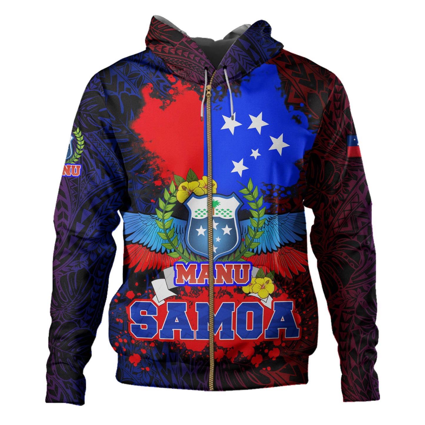 Samoa Custom Personalised Hoodie Manu Wings Color Flag Style