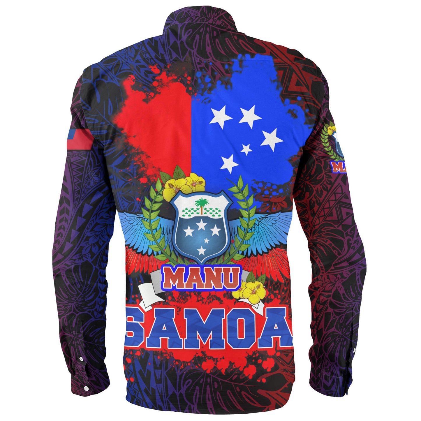 Samoa Long Sleeve Shirt Manu Wings Color Flag Style