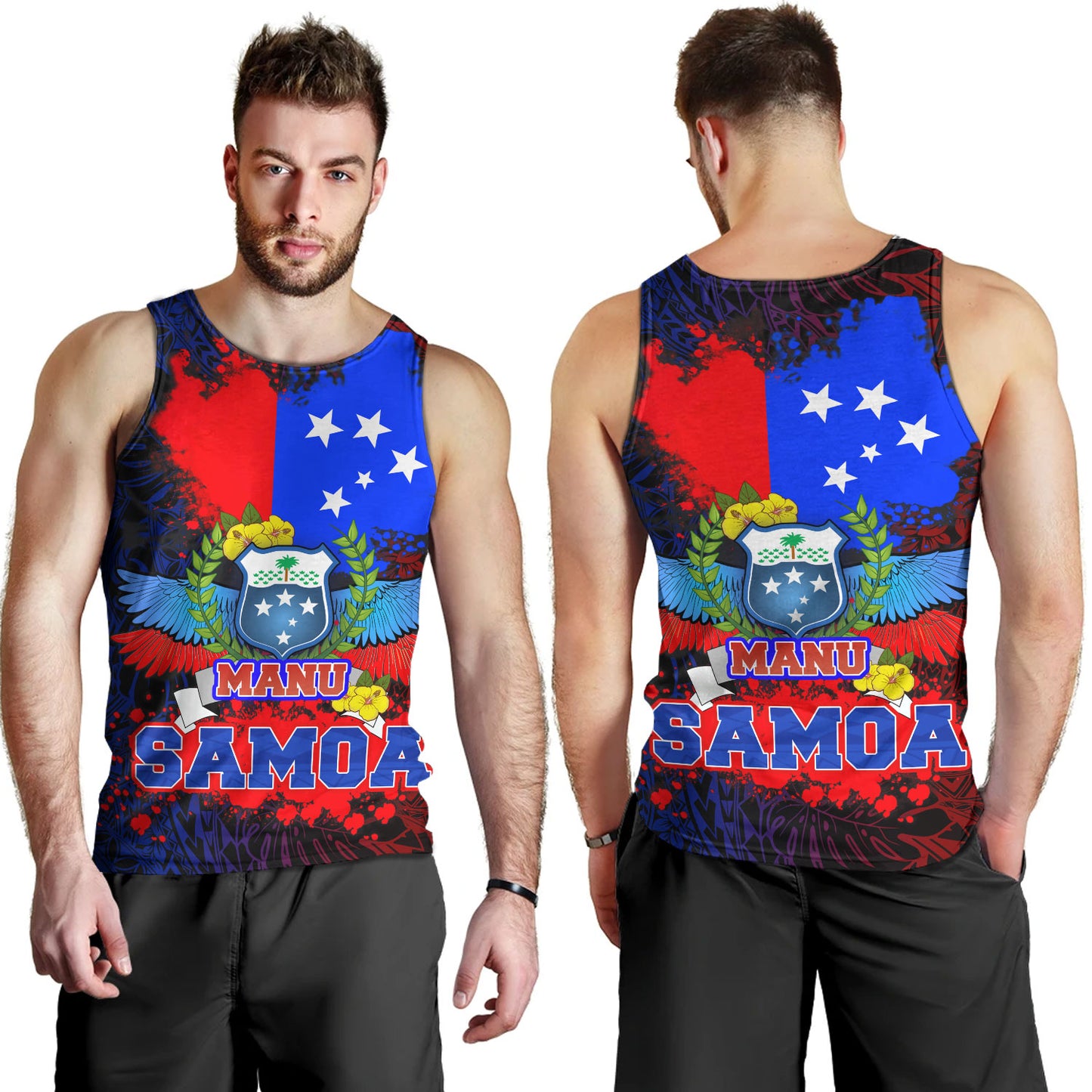 Samoa Custom Personalised Tank Top Manu Wings Color Flag Style