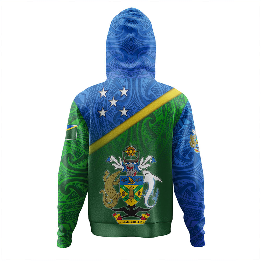 Solomon Islands Hoodie Flag Color With Traditional Patterns