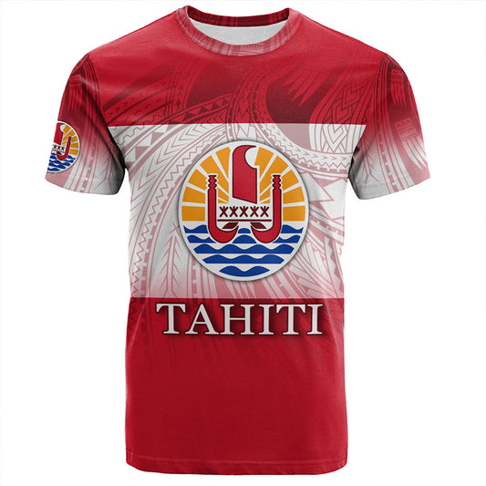 Tahiti T-Shirt - Flag Color With Traditional Patterns