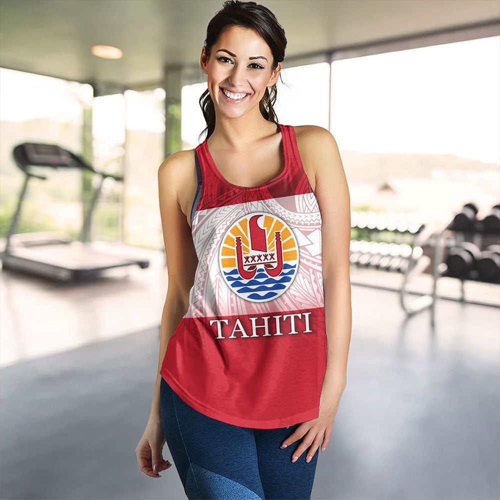 Tahiti Women Tank - Flag Color With Traditional Patterns